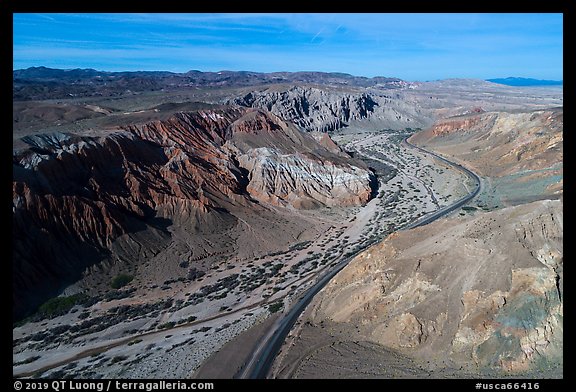 Aerial view of Afton Canyon. Mojave Trails National Monument, California, USA (color)