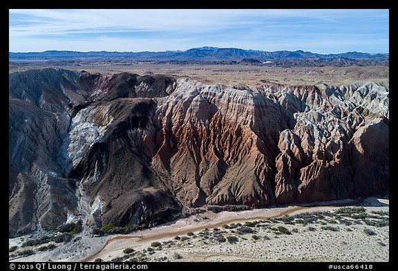 Aerial view of Afton Canyon walls. Mojave Trails National Monument, California, USA (color)