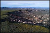 Aerial view of Black Lava Butte and boulders. Sand to Snow National Monument, California, USA ( color)