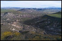 Aerial view of Black Lava Butte, boulders, and Flat Top Butte. Sand to Snow National Monument, California, USA ( color)