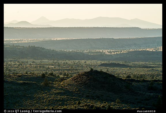 Schonchin Flow and ridges, late afternoon. Lava Beds National Monument, California, USA (color)