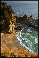 Cove and McWay waterfall dropping on beach, Julia Pfeiffer Burns State Park. Big Sur, California, USA ( color)