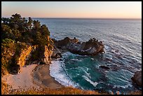 McWay Cove and waterfall at sunset, Julia Pfeiffer Burns State Park. Big Sur, California, USA ( color)