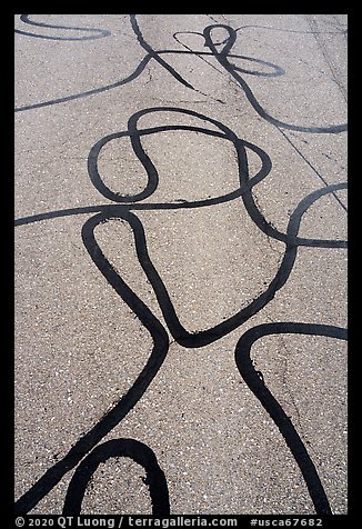 Pavement detail, route 66. Mojave Trails National Monument, California, USA