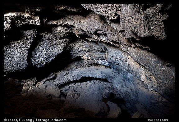 Inside lava tube cave entrance, Lavic Lake volcanic field. Mojave Trails National Monument, California, USA