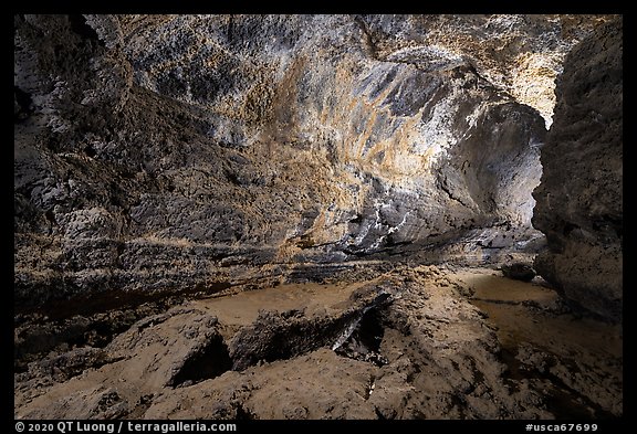 Inside lava tube, Lavic Lake volcanic field. Mojave Trails National Monument, California, USA