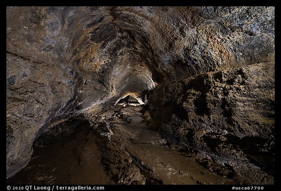 Lava tube cave, Lavic Lake volcanic field. Mojave Trails National Monument, California, USA (color)