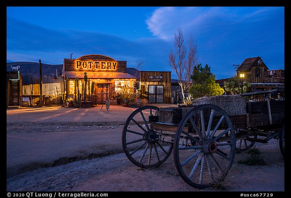 Store at night, Pioneertown. California, USA (color)