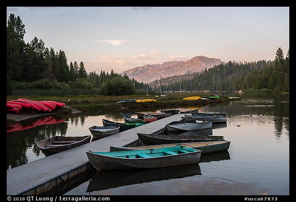 Dock, Hume Lake. Giant Sequoia National Monument, Sequoia National Forest, California, USA