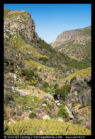 Middle Fork Tule River valley with cliffs. Giant Sequoia National Monument, Sequoia National Forest, California, USA (color)