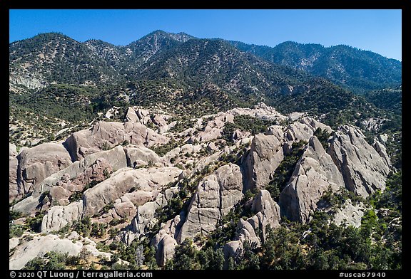 Aerial view of Devils Punchbowl Natural Area. San Gabriel Mountains National Monument, California, USA (color)