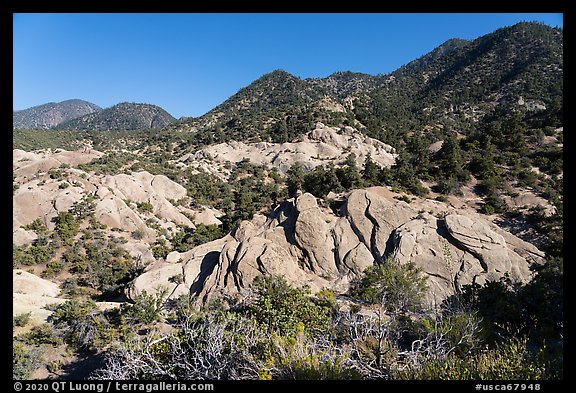 Tilted sandstone fins at the base of San Gabriel Mountains. San Gabriel Mountains National Monument, California, USA (color)