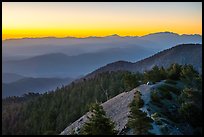 Tent on Devils Backbone with ridges at sunrise. San Gabriel Mountains National Monument, California, USA ( color)