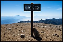 Sign on top of Mount Baldy. San Gabriel Mountains National Monument, California, USA ( color)