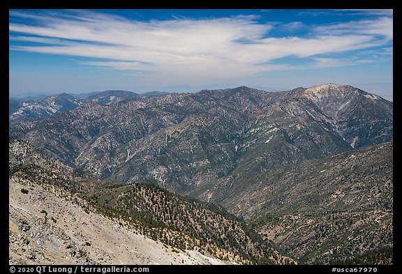 View from Mount Baldy summit. San Gabriel Mountains National Monument, California, USA (color)