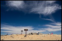 Hikers on Mt Baldy summit. San Gabriel Mountains National Monument, California, USA ( color)