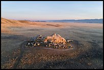 Aerial view of Painted Rock and plain at sunrise. Carrizo Plain National Monument, California, USA ( color)