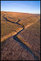 Aerial view of Wallace Creek channel offset by the San Andreas Fault. Carrizo Plain National Monument, California, USA ( color)