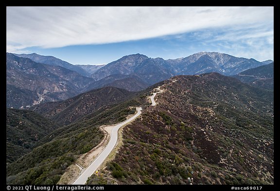 Aerial view of Glendora Ridge Road. San Gabriel Mountains National Monument, California, USA (color)
