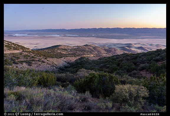 Carrizo Plain from Caliente Range at dawn. Carrizo Plain National Monument, California, USA (color)