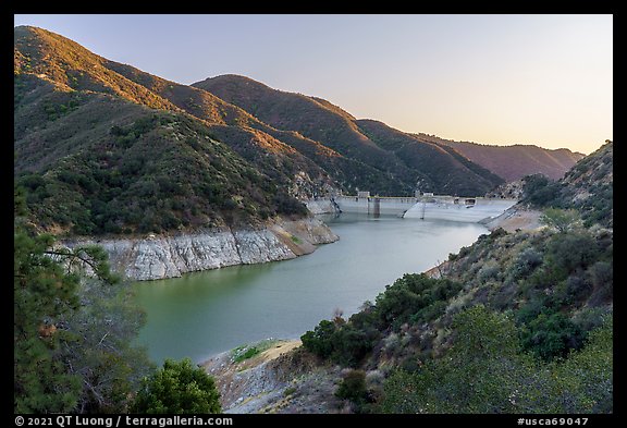 Moris Reservoir impounded by Moris Reservoir. San Gabriel Mountains National Monument, California, USA (color)