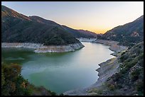 San Gabriel Canyon with Moris Reservoir at sunset. San Gabriel Mountains National Monument, California, USA ( color)