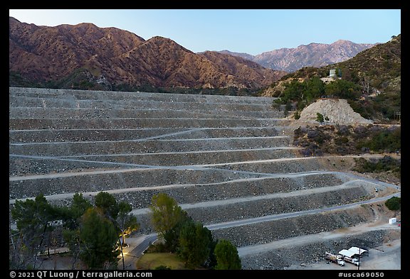 San Gabriel Dam, dusk. San Gabriel Mountains National Monument, California, USA (color)