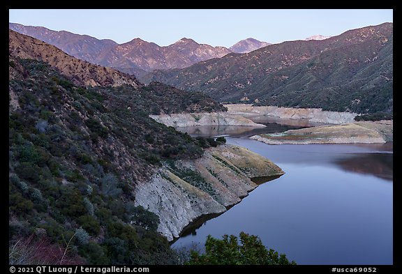 San Gabriel Canyon, San Gabriel Reservoir and Cucamonga Peak. San Gabriel Mountains National Monument, California, USA