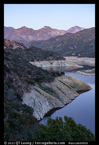 San Gabriel Reservoir, Cucamonga Peak, Etiwanda Peak. San Gabriel Mountains National Monument, California, USA (color)