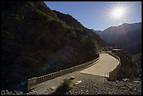 Bridge to Nowhere and sun. San Gabriel Mountains National Monument, California, USA ( color)