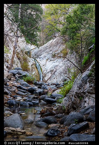 Boulders and Lower Switzer Falls. San Gabriel Mountains National Monument, California, USA (color)