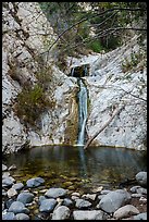 Two-tiered Lower Switzer Falls flowing into basin. San Gabriel Mountains National Monument, California, USA ( color)