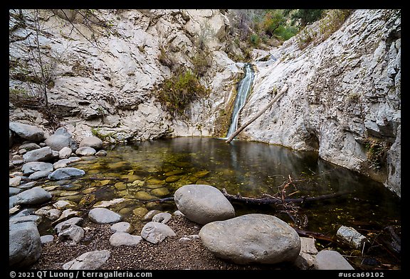 Boulders and pool, Lower Switzer Falls. San Gabriel Mountains National Monument, California, USA