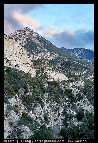 Peak above Bear Canyon at sunset. San Gabriel Mountains National Monument, California, USA (color)