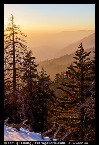 Sunset from San Gorgonio Mountain towards Valley of the Falls. Sand to Snow National Monument, California, USA (color)