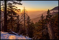 Looking down Valley of the Falls, winter sunset. Sand to Snow National Monument, California, USA ( color)