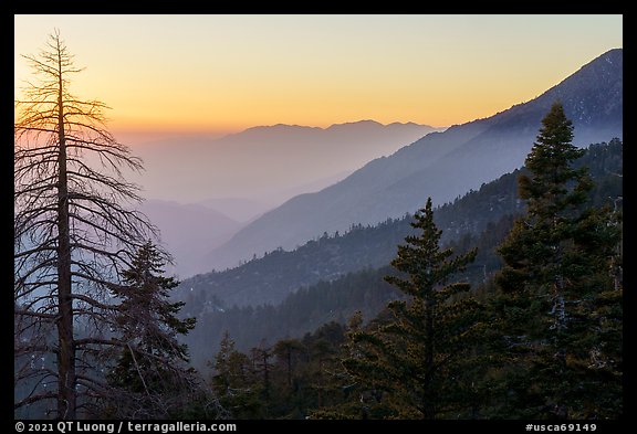 Ridges at sunset from San Gorgonio Mountain. Sand to Snow National Monument, California, USA (color)