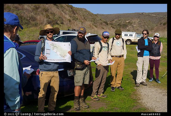 Representatives from Santa Cruz Mountain Trails Association and the Amah Mutsun Land Trust speak about their work. Cotoni-Coast Dairies Unit, California Coastal National Monument, California, USA (color)