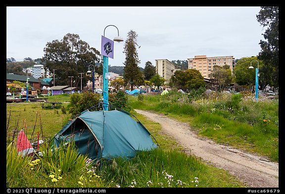 Tent, Peoples Park. Berkeley, California, USA (color)