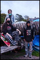 Volunteers posing with resident at Peoples Park. Berkeley, California, USA ( color)