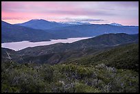 Indian Valley Reservoir and Snow Mountain at sunset. Berryessa Snow Mountain National Monument, California, USA ( color)