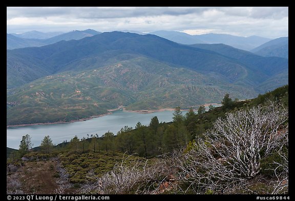 Manzanita and Indian Valley Reservoir from Condor Ridge. Berryessa Snow Mountain National Monument, California, USA (color)