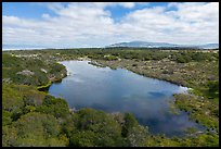 Aerial view of pond with Mt Toro in the distance. California, USA ( color)