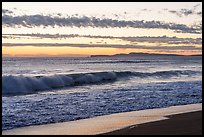 Surf and distant Point Reyes at sunset. Point Reyes National Seashore, California, USA ( color)