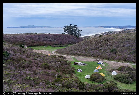 Coast Campground and Drake Bay. Point Reyes National Seashore, California, USA (color)