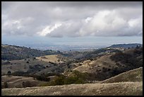 Oak-covered hills with San Francisco Bay in the distance, Joseph Grant County Park. San Jose, California, USA ( color)