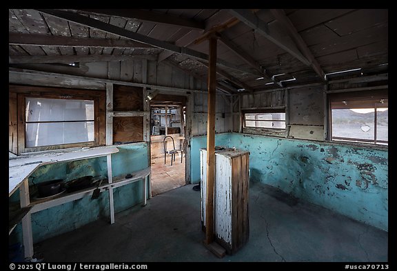 Interior of abandoned miner cabin. Chuckwalla National Monument, California, USA (color)