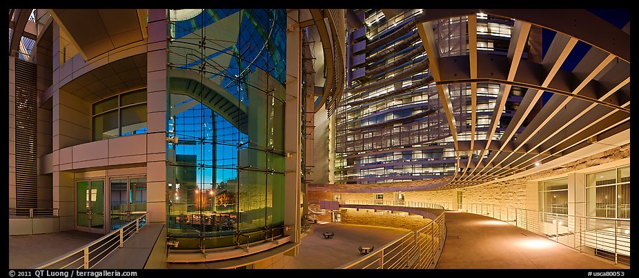 San Jose City Hall at dusk. San Jose, California, USA