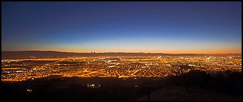 Lights of San Jose and Silicon Valley at sunset. San Jose, California, USA