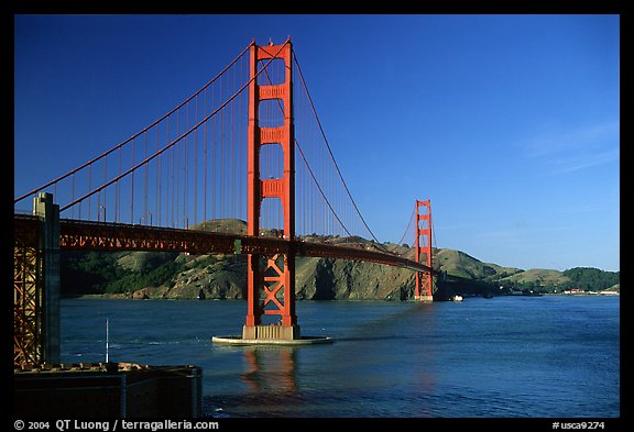 Golden Gate bridge, afternoon. San Francisco, California, USA (color)